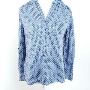 Joe Fresh Blouse Lightweight Summer Blue SMALL Lightweight Geometric Design